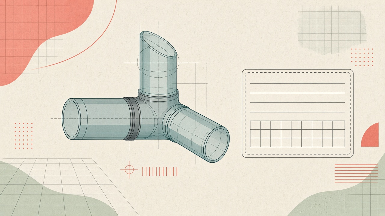 Soft illustration of a pipe schematic on handbook paper